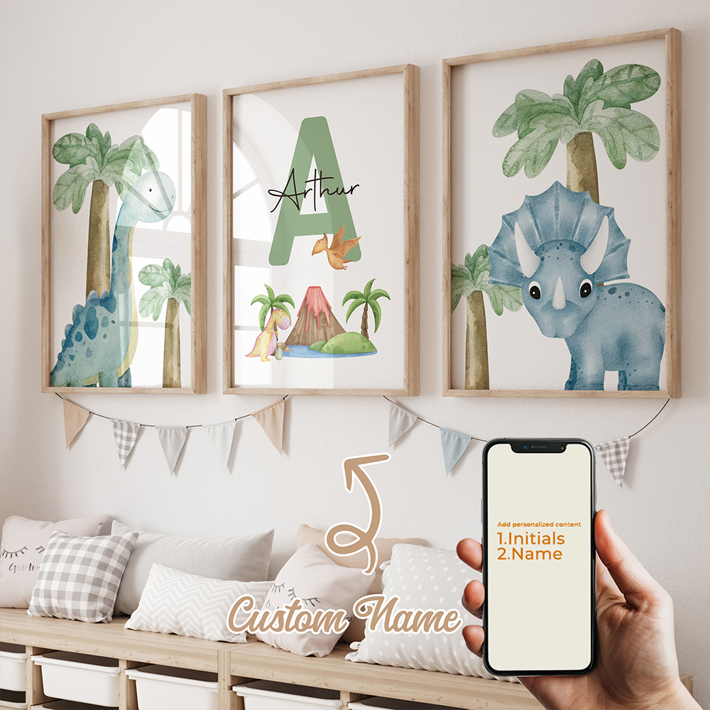 Home Cinema Wall Art - 3pcs Personalized Custom Name Cartoon Child