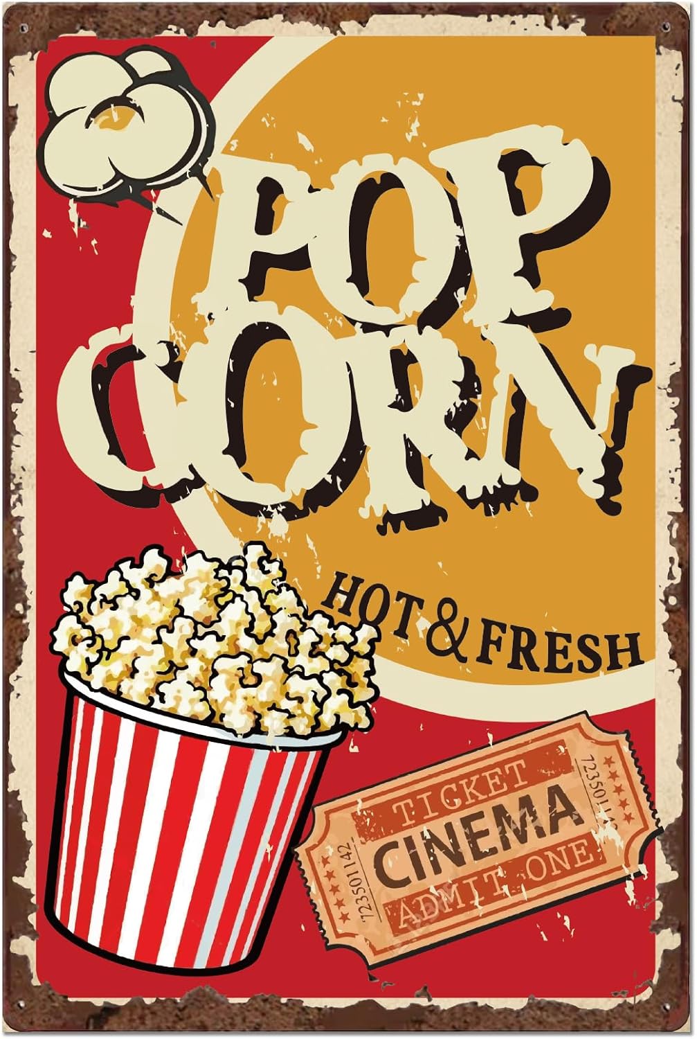 Home Cinema Wall Art - SUPERDANT Popcorn Tin Signs Cinema Metal