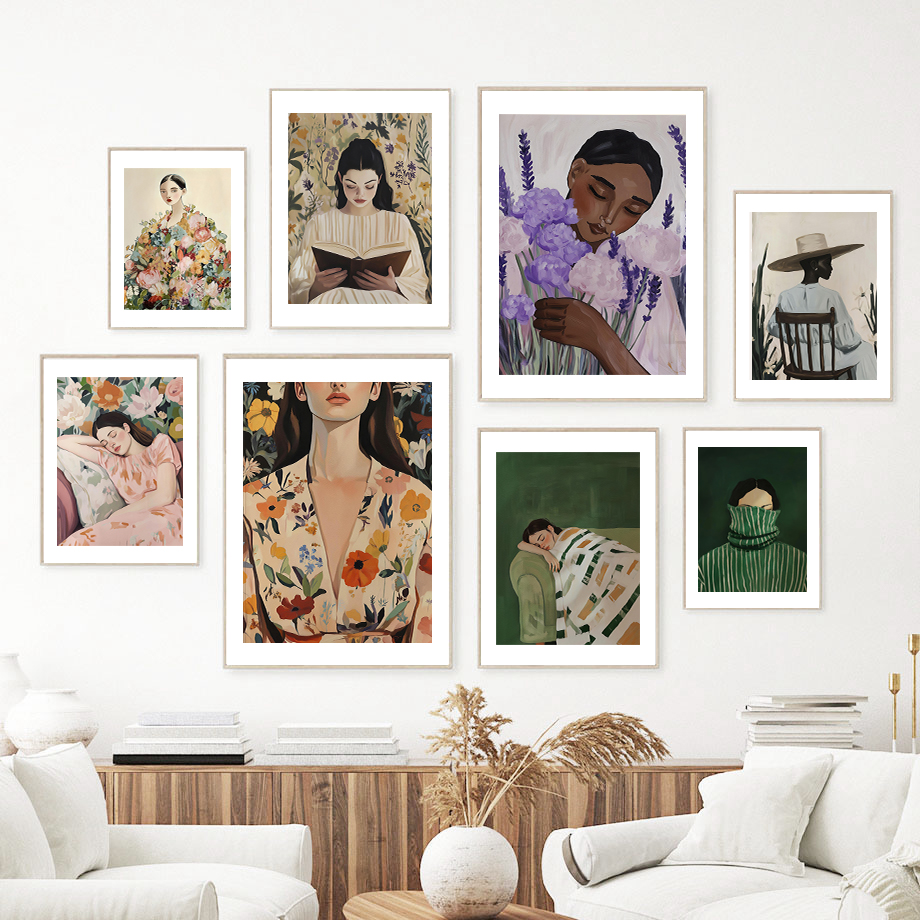 Home Cinema Wall Art - Woman Minimalist Woman Portrait Art Fashion