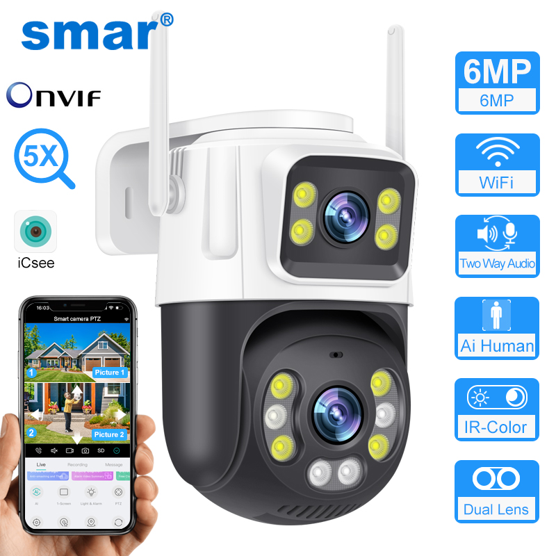 Home Cinema Wall Panels - Smar PTZ Wifi Camera 6MP Dual