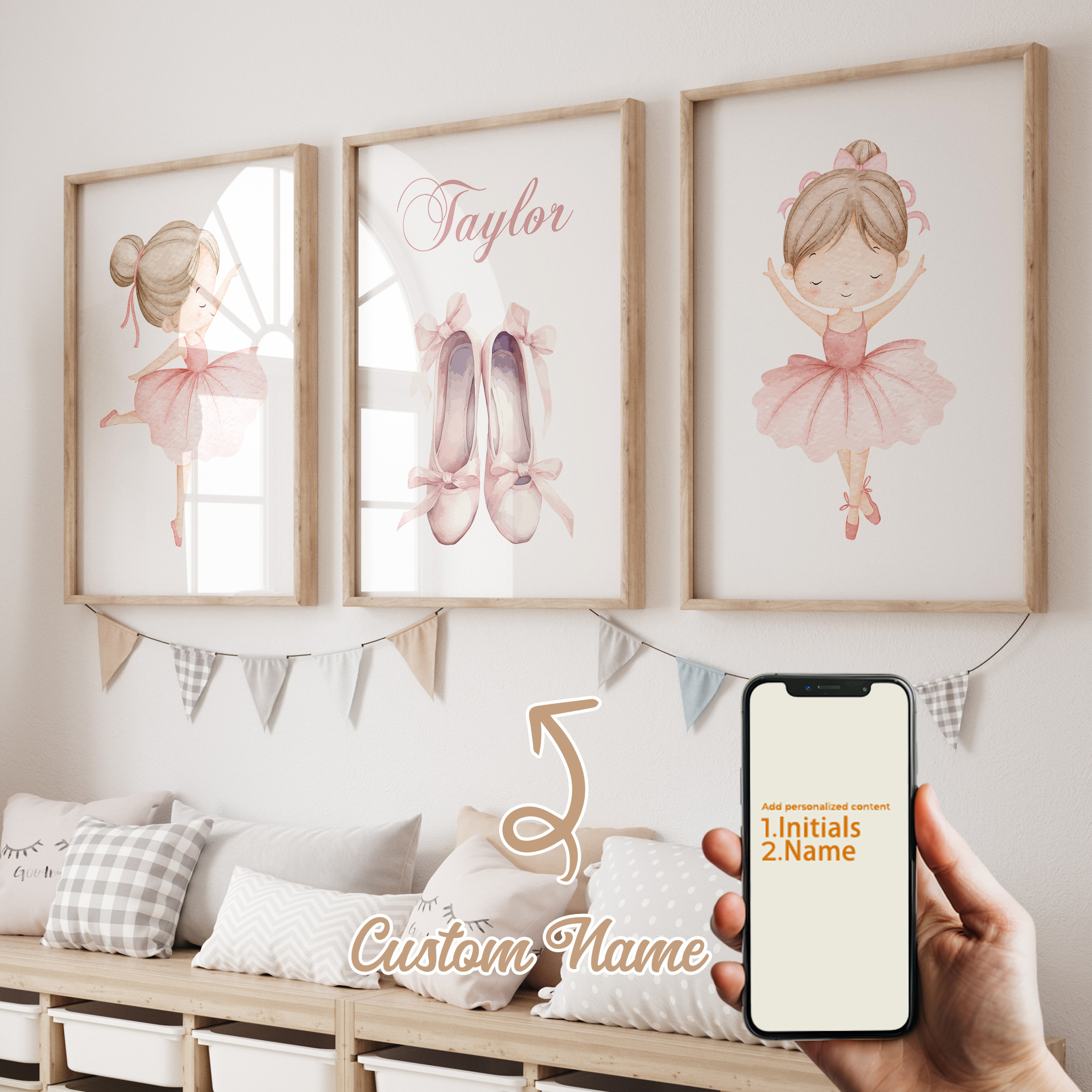 Home Cinema Wall Art - 3pcs Personalized Custom Name Cartoon Child