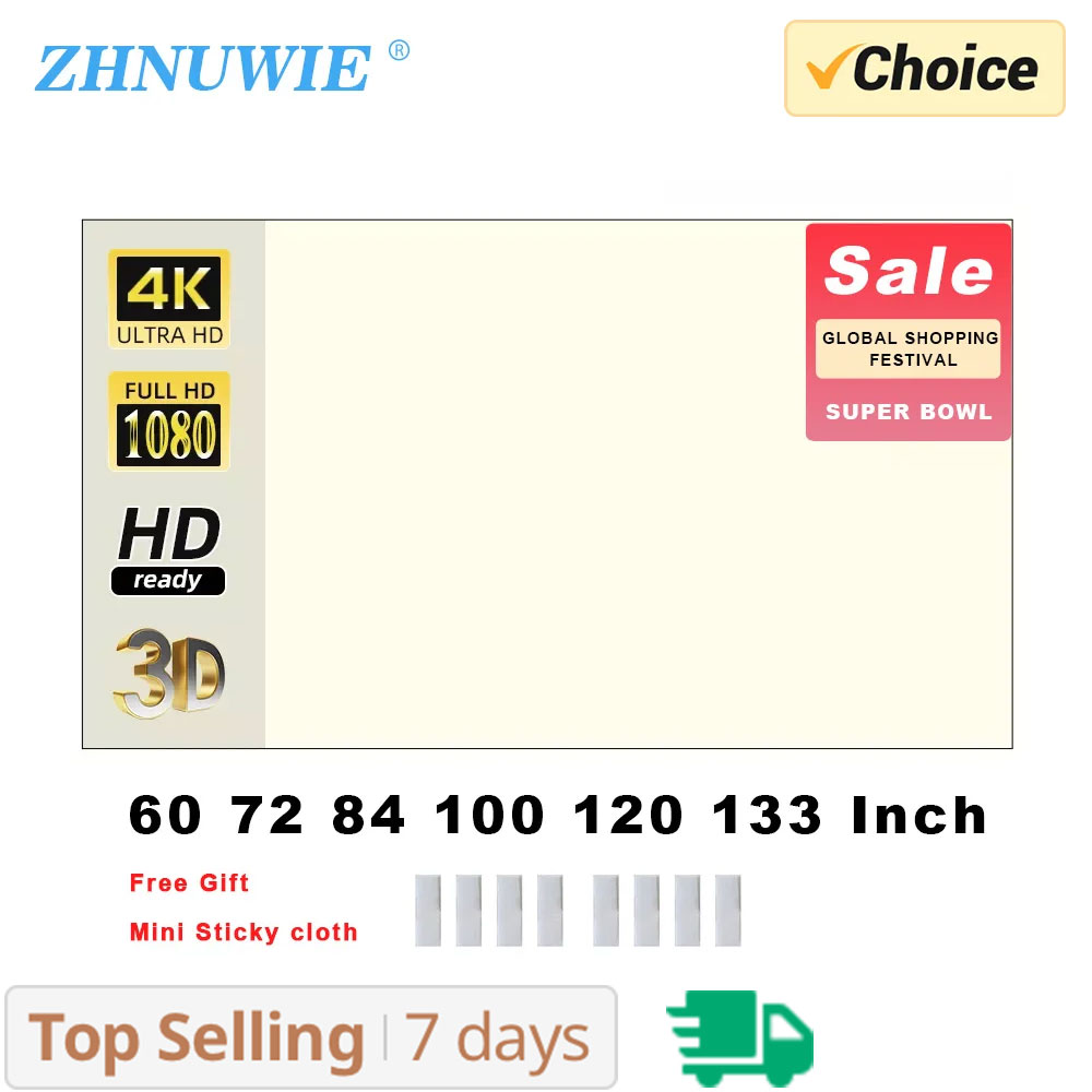 ZHNUWIE Projector Screen White - Projector Screen 100 Inch review and price