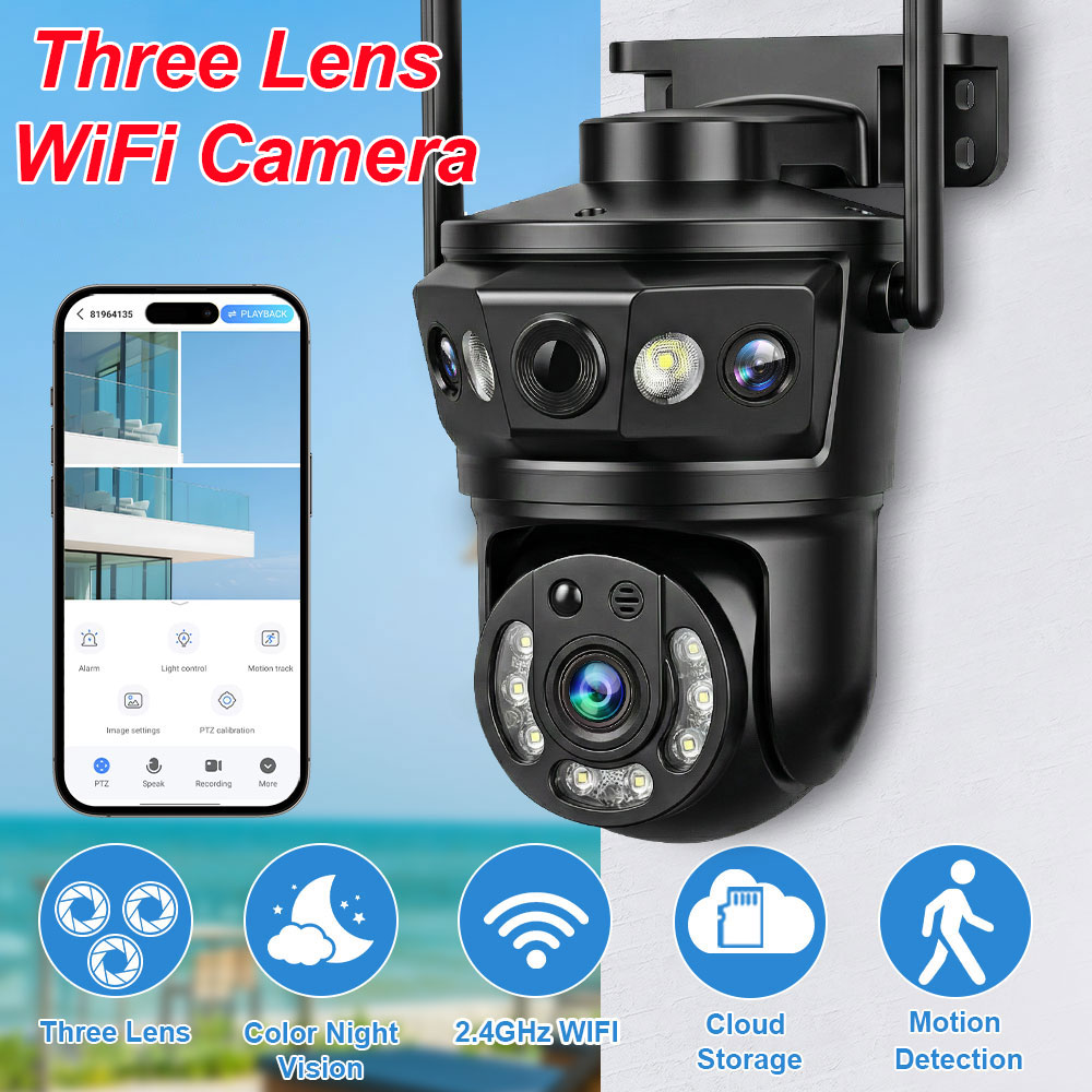 Three Lens WIFI IP Camera Outd - Home Cinema Wall Panels review and price