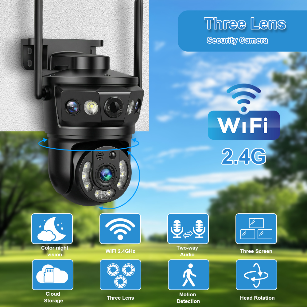 Three Lens WIFI IP Camera Outd - Home Cinema Wall Panels review and price