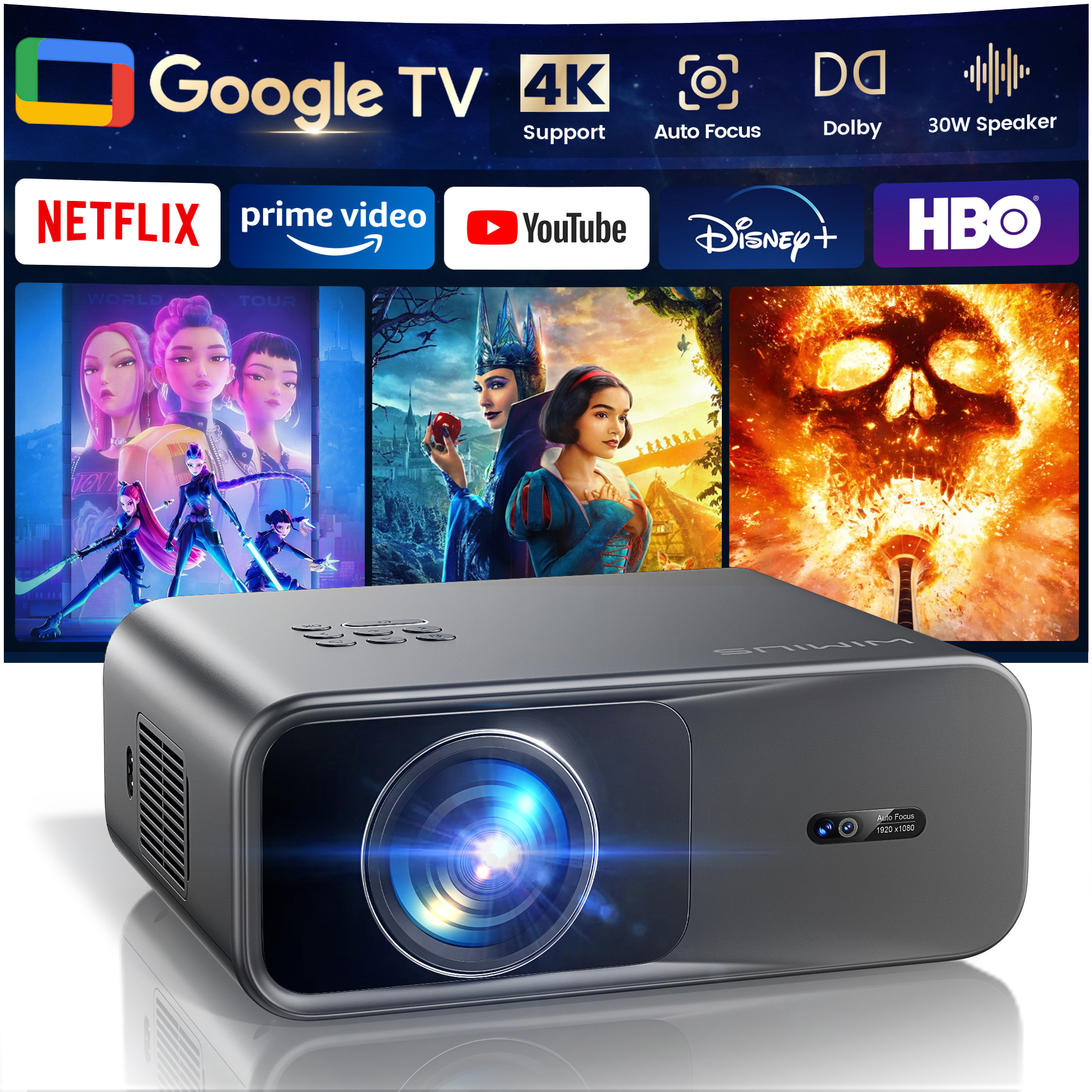 WIMIUS 1200 ANSI Projector 4K  - Home Cinema Hdmi review and price