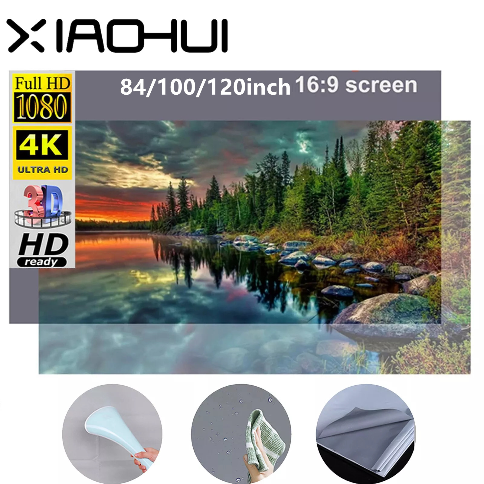 XIAOHUI Anti-light Thick HD Pr - Projector Screen 100 Inch review and price