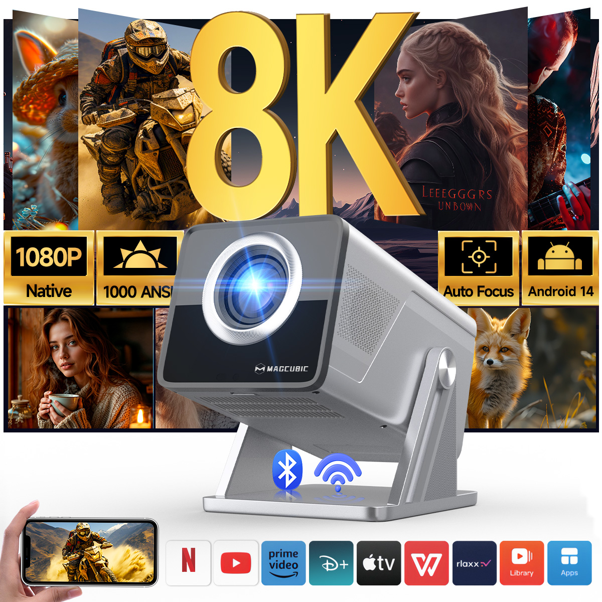 Magcubic 8K HD 1080P 1000ANSI  - Home Cinema Hdmi review and price