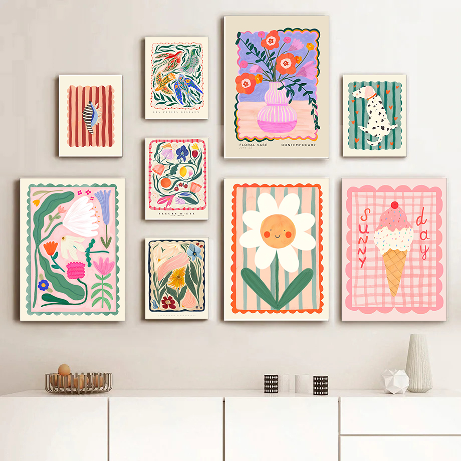 Colorful Flowers Minimalism Ab - Home Cinema Wall Art review and price